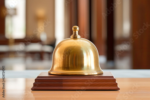 Service bell on desk in hotel