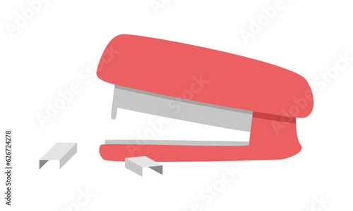 Set of stapler and staples clipart. Stapler, simple stapling equipment flat vector illustration clipart cartoon style, hand drawn doodle. Students, classroom, school supplies, back to school concept