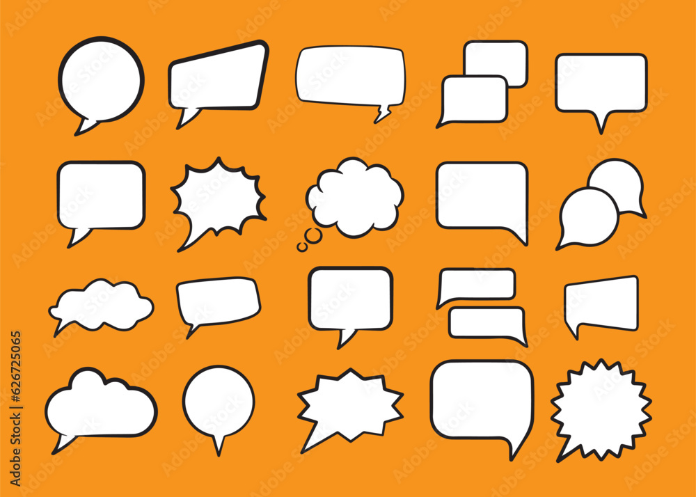 Speech bubble flat outline vector set Speech bubble flat outline vector set