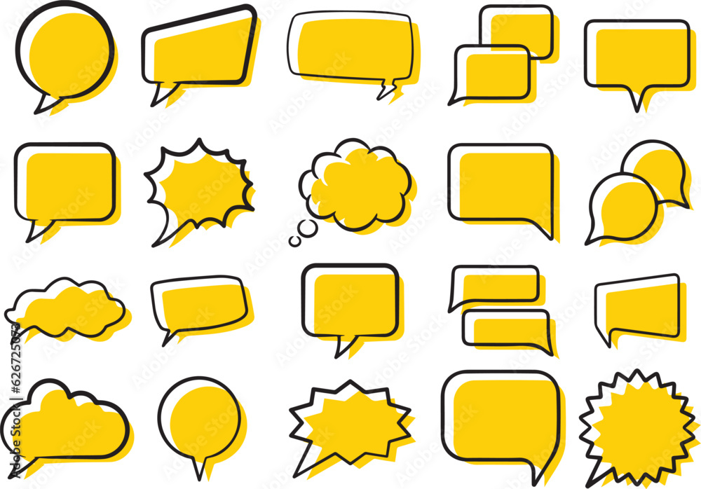 Speech bubble flat outline vector set Speech bubble flat outline vector set