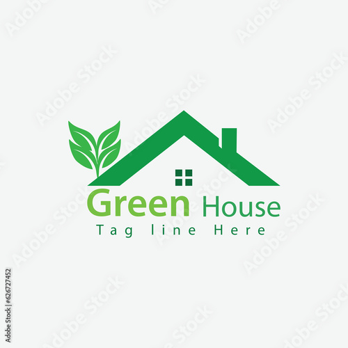 Vector green eco house logo concept