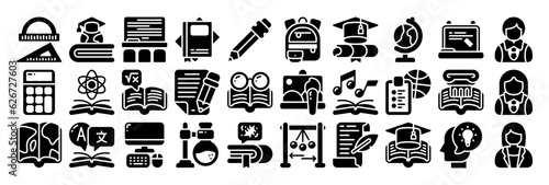 Back to school glyph icon set. Perfect for graphic design, mobile, UI, and web masterpieces