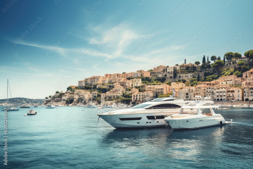 luxurious yachts at French Riviera amazing azure waters