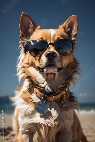 Dog with cool sunglasses AI Generated Image © Durga