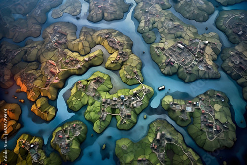 islands on the lake - beautiful panoramic aerial landscape
