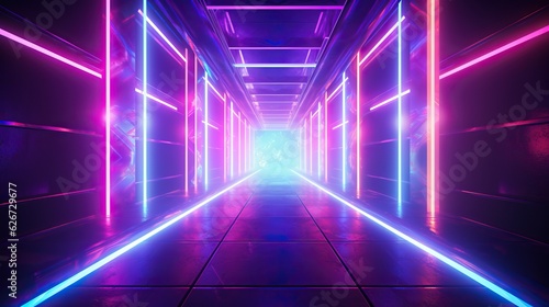Wallpaper Mural eon light tunnel with red and neon rainbow lights, in the style of rustic futurism, violet and aquamarine, high-angle, vintage aesthetics, poster, unreal engine 5, large canvas format Torontodigital.ca