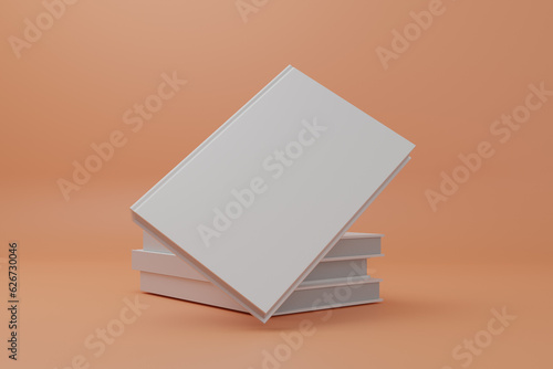 Foto Blank hard cover book template with brown background for your design purposes