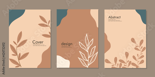 Cover template with floral pattern. size A4 For notebooks, school books, diaries, planners, brochure, catalogs. beauty botanical abstract background.