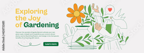 Woman planting gardens flowers, agriculture gardener hobby and garden job. Gardening person, gardener flowers. Flat vector illustration isolated on white background
