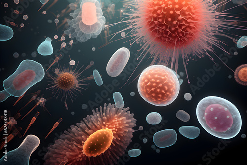 microscopic illustration of multi cellular organisms 3d  rendered