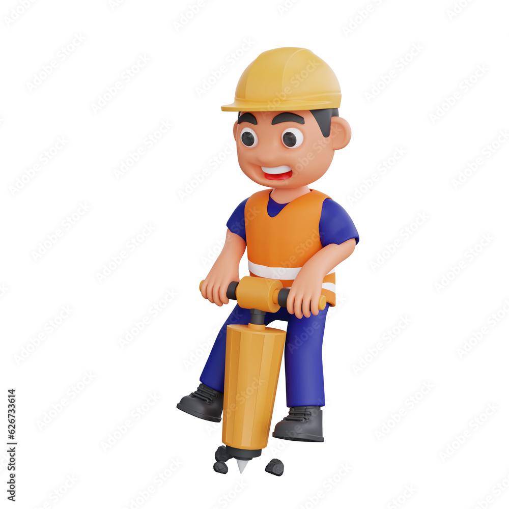 3d render cute construction workers activities 3d render cute construction workers activities