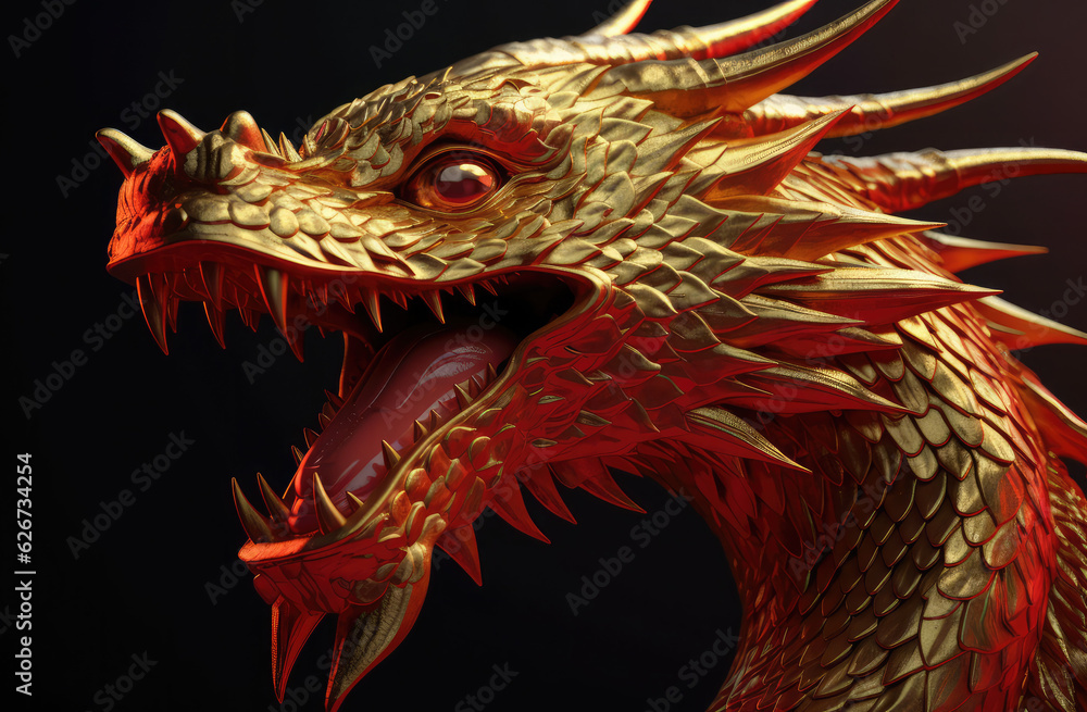 chinese dragon wallpaper art & design, in the style of aggressive digital illustration, generative AI chinese dragon wallpaper art & design, in the style of aggressive digital illustration, generative AI
