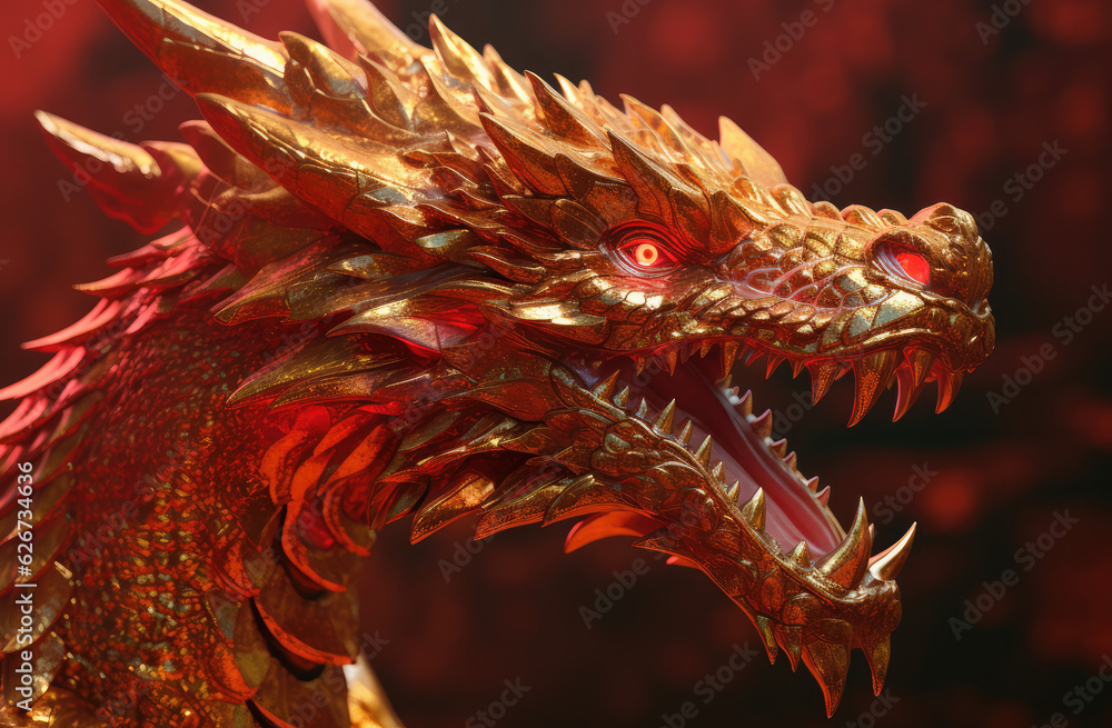 chinese dragon wallpaper art & design, in the style of aggressive digital illustration, generative AI