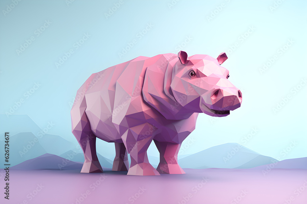 Low Poly Illustration of a hippo - Geometric Art Low Poly Illustration of a hippo - Geometric Art