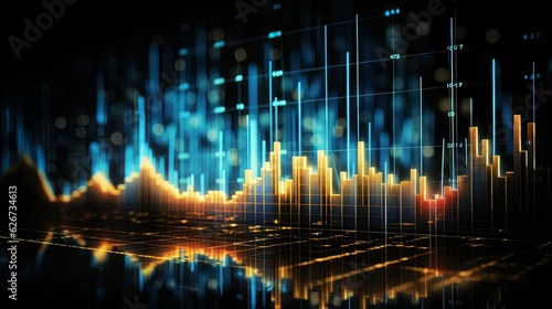 business graph line lighting of Bearish in the Stock market