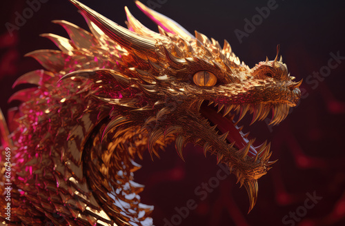 chinese dragon wallpaper art & design, in the style of aggressive digital illustration, generative AI © ThiQuynh