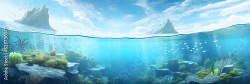 simple illustration of a underwater coral reef scene