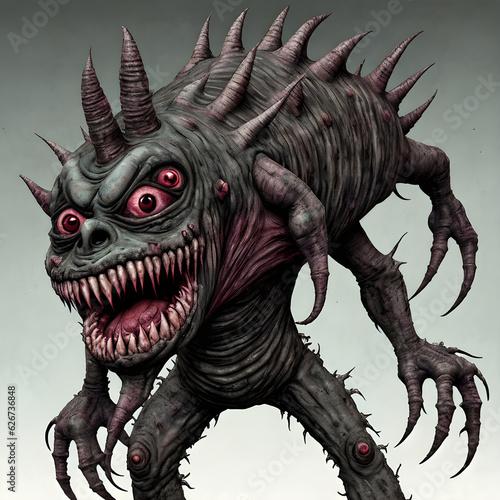Horrible ugly scary monster  Generative AI Illustration