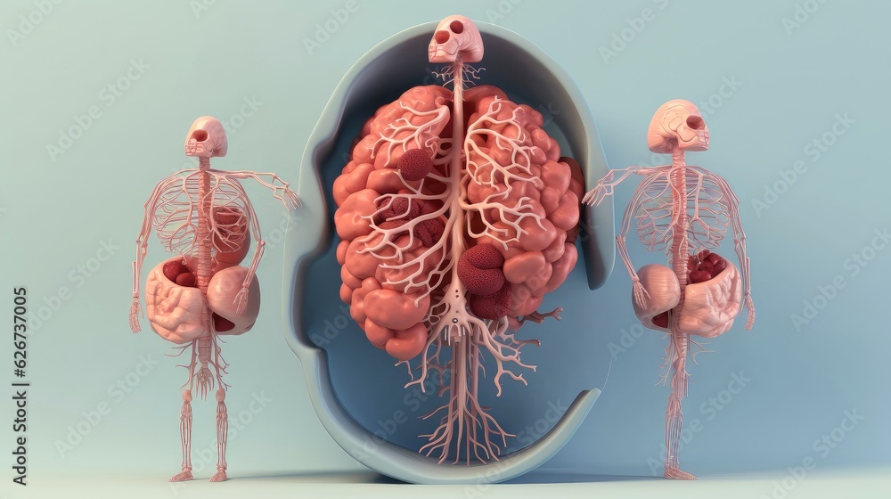 3D illustration of the human organ systems, Human internal organs ...