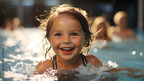 happy children kids at swimming pool Generative AI