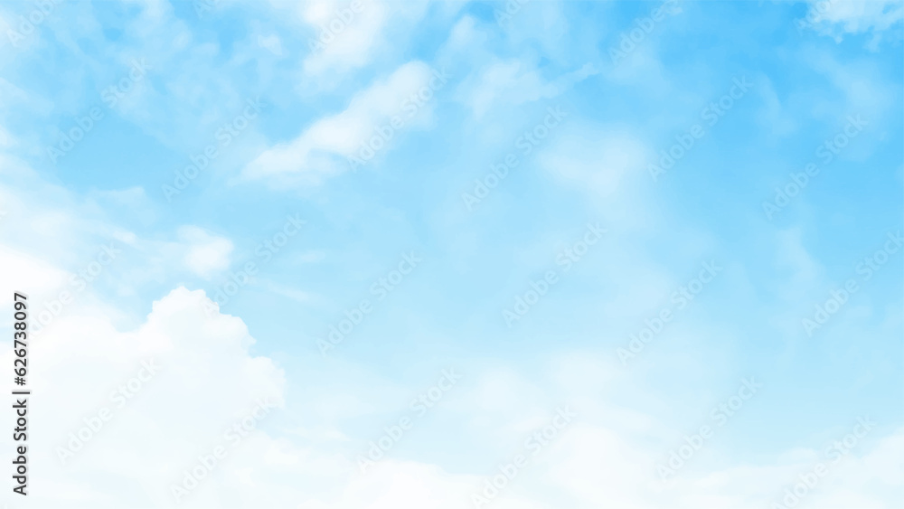 Blue sky with cloud in the morning. Background with clouds on blue sky. Vector background