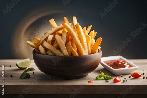 french fries with ketchup generated by AI