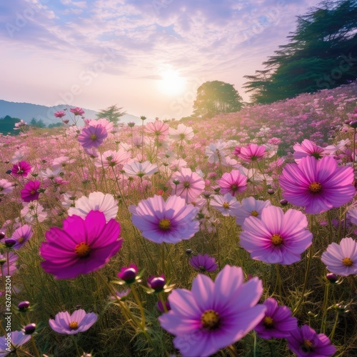 Dreamy Field Flowers Sunset 