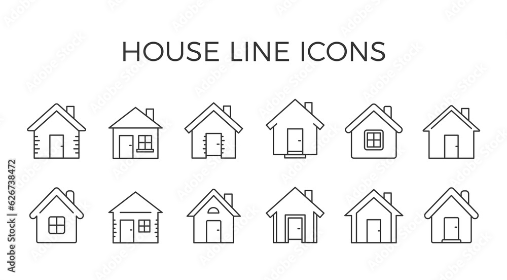 Set of house line icons, vector eps10 illustration