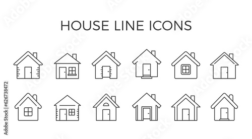 Set of house line icons, vector eps10 illustration