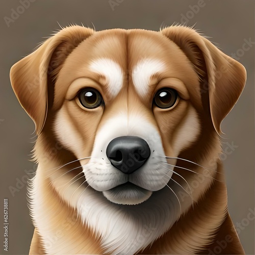 Cute Dog Illustration. Square Dimensi. Artificial Intelligence photo