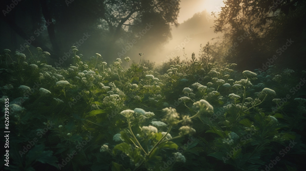 Fototapeta premium minty morning nature, illustration, Generative AI