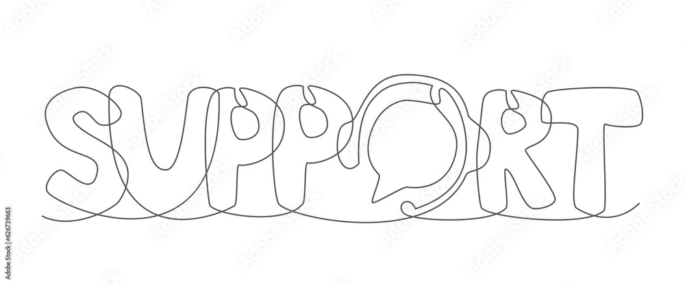 Support One line drawing isolated on white background Support One line drawing isolated on white background