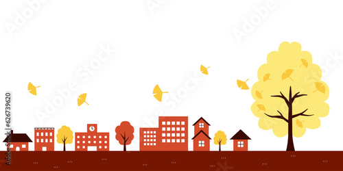 イチョウの木と秋の街並み