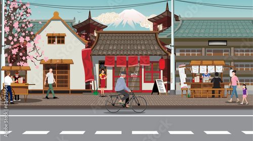 little tokyo cityscape background vector illustration for backdrop, wallpaper or any other purpose.