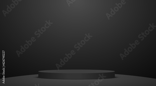 black podium in black studio use as background