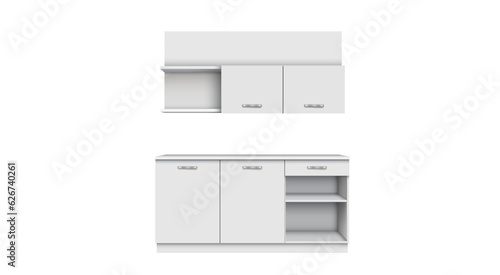white kitchen cabinet on the white background