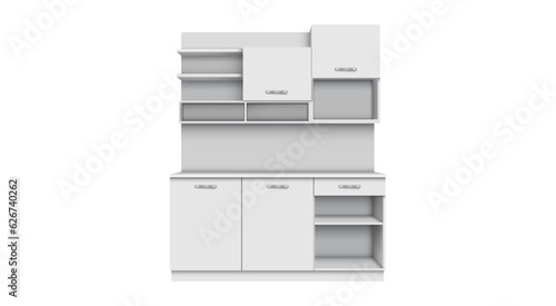 white kitchen cabinet on the white background
