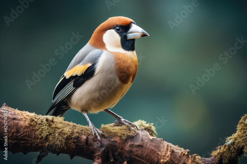 Closeup of a hawfinch on a branch © Venka