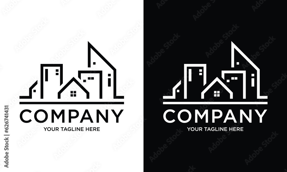 Building logo illustration graphic design vector in line art style. Good for branding, advertising, real estate, construction, homes