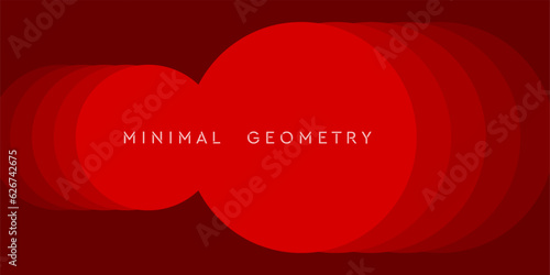 Red circles abstract minimal corporate geometric background. Vector tech design
