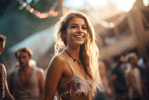 portrait of a young woman at a music festival