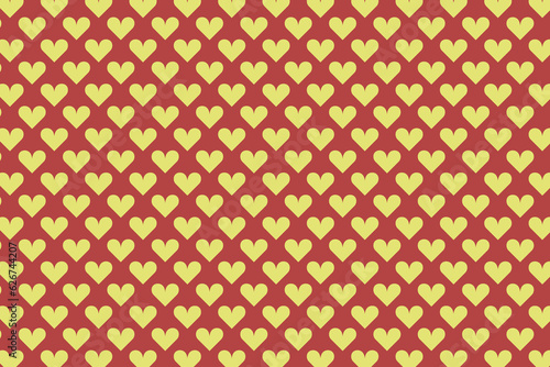 Yellow and red heart doodle seamless pattern. Love hearts background for Valentine's Day. Vector illustration. 