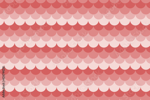 Red japanese scallop seamless pattern. Fish scale or mermaid grid texture background. Vector illustration.
