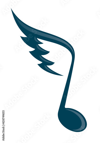 The symbol of a musical note with wing.