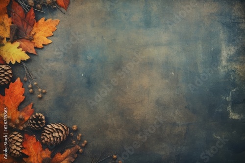 Vintage canvas backdrop, floating leaves, Autumnal Forest Serenity photo