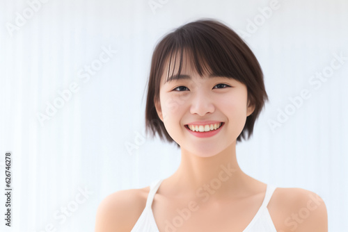An adorable Asian girl, donning a bright smile, is elegantly photographed in her underwear against a pristine white backdrop. generative AI. Free Download An adorable Asian girl, donning a bright smile, is elegantly photographed in her underwear against a pristine white backdrop. generative AI. - GFXLoad