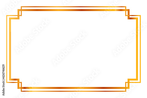 simple vector golden Frame, Double outline, for Certificate, Placard or lunar element design, at white background