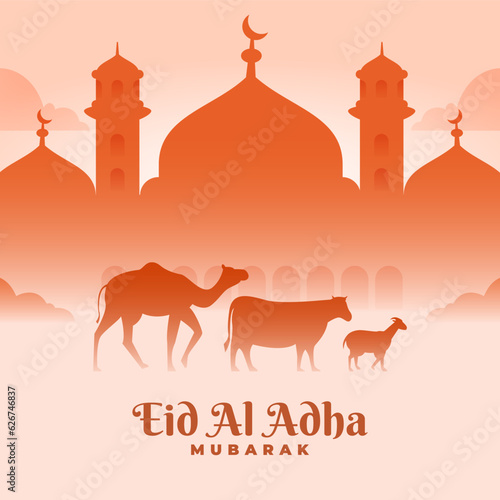 Flat eid al adha mubarak for social media post design template
