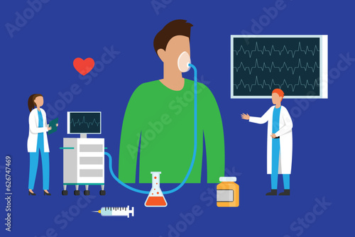 Respiratory system, patient and doctor with analysis 2d vector illustration concept for banner, website, illustration, landing page, flyer, etc