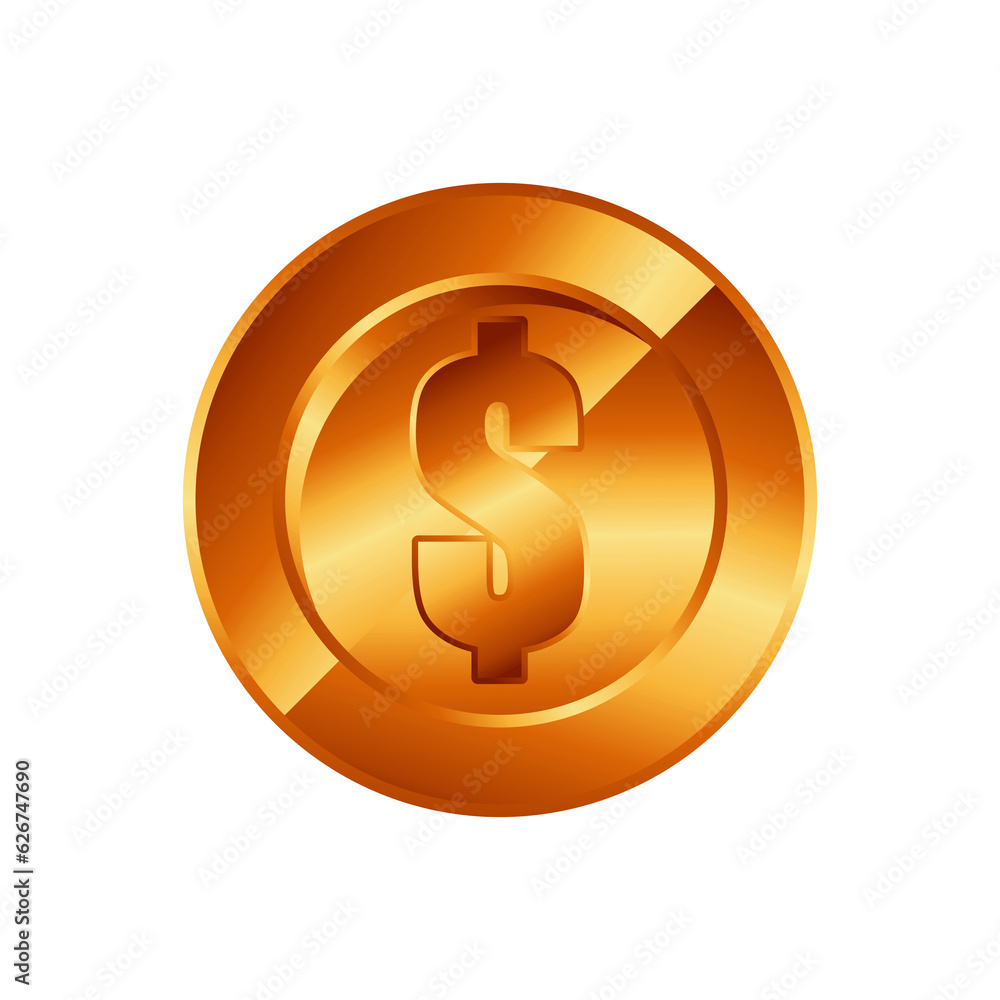 gold coin dollar currency symbol on transpaent background gold coin dollar currency symbol on transpaent background